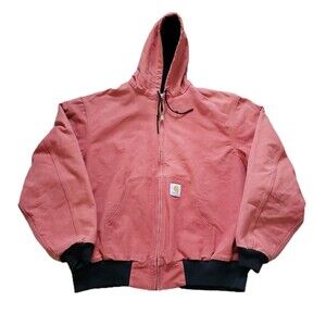 Vintage 90s Carhartt JR100 Size 27.5x26.5 Mens Thermal Lined Red Hooded Jacket